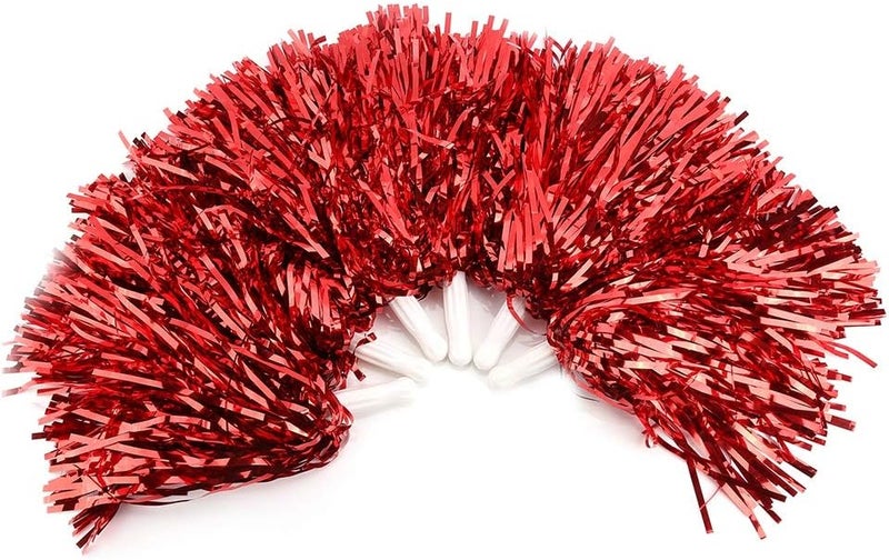 woobles Cheerleading Poms, Cheer Plastic Pom for Ball Fancy Dress Night Cheer Party Costume Sports Dance(Red) - Image 2